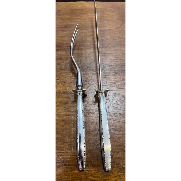 Vintage Lace Point by Lunt Sterling Silver Steak Carving Set 2pc - Picture 3 of 9